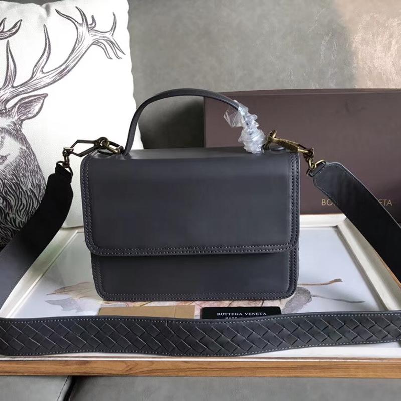Bottega Veneta Handbags 522922 Fetal Cowhide Flat Pattern Dark Grey